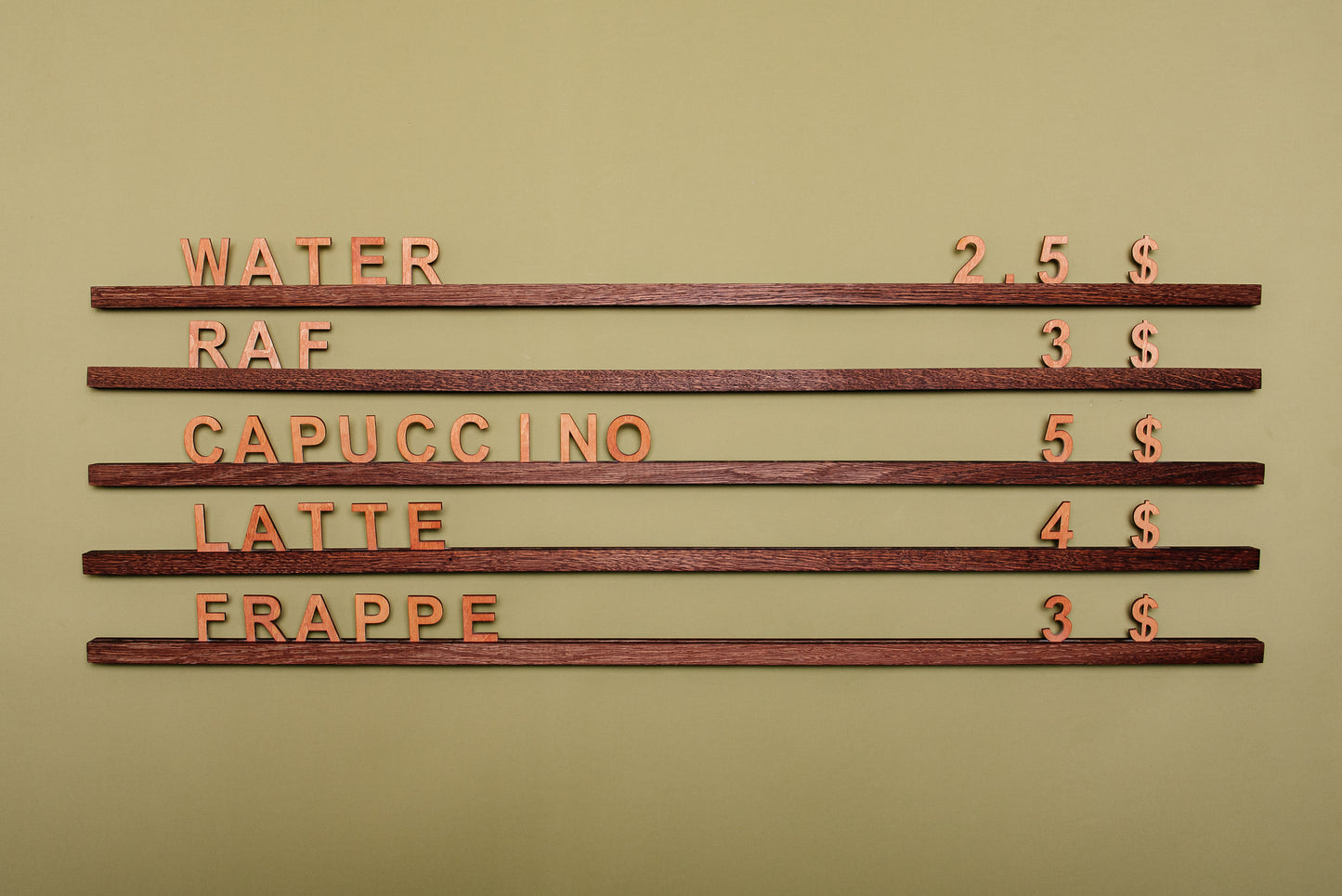 Wood Wall Menu Rails