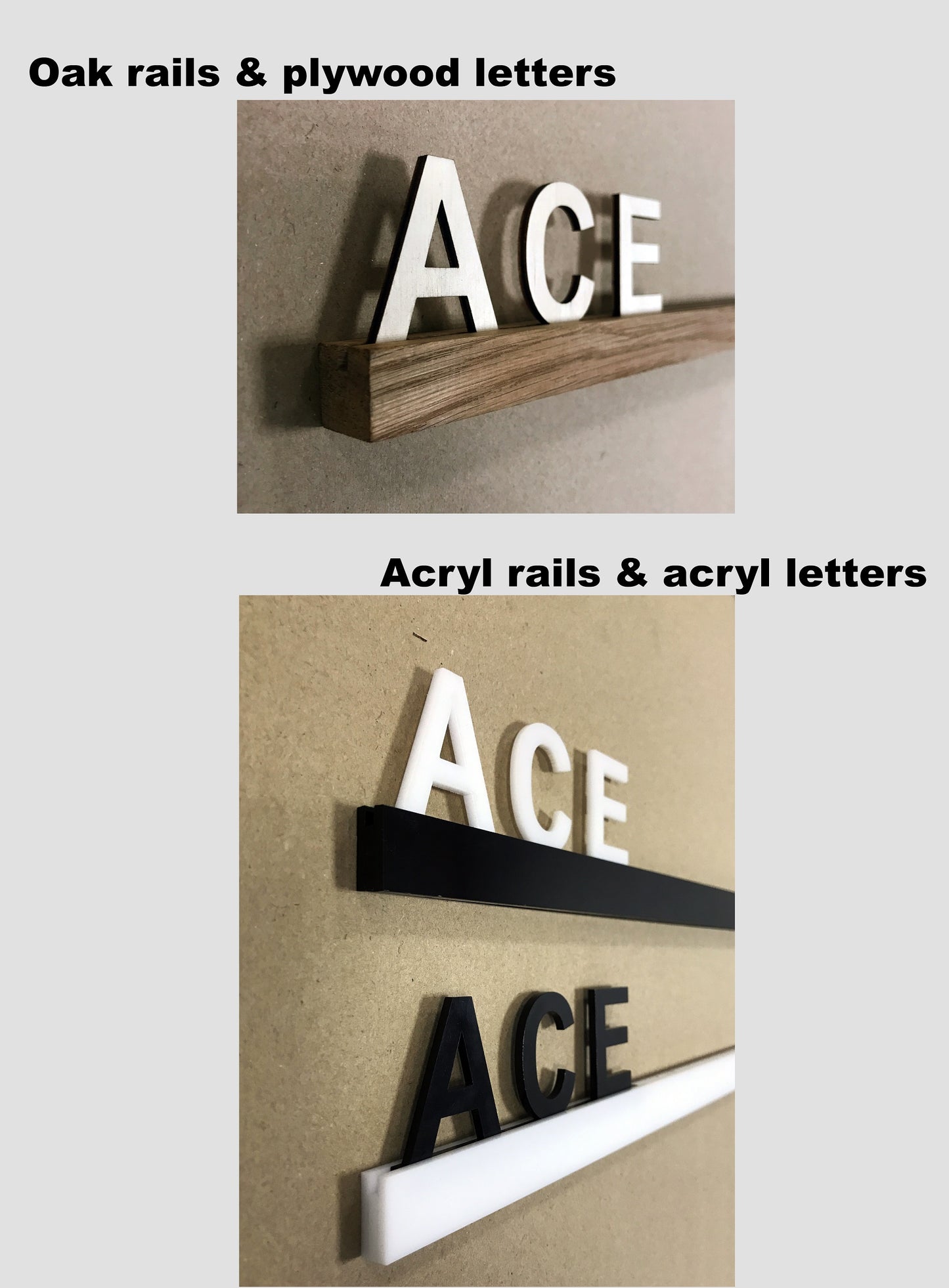 Acryl letters for wall menu board