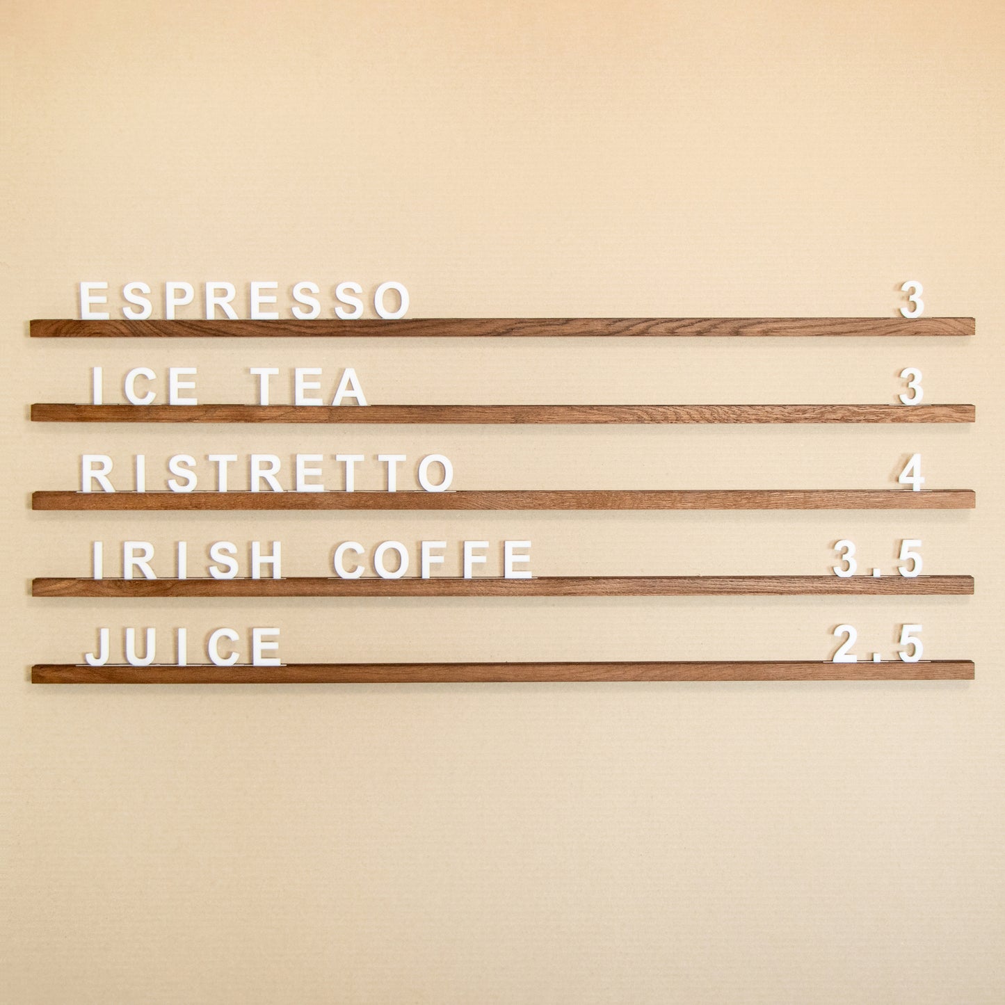 Acryl letters for wall menu board